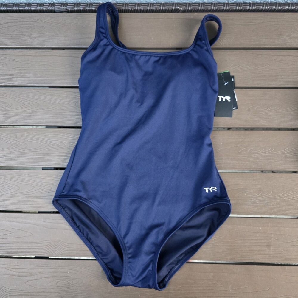 TYR Women's Durafast Elite Solid Navy Control Fit 1 Piece Swim Sz 22 New